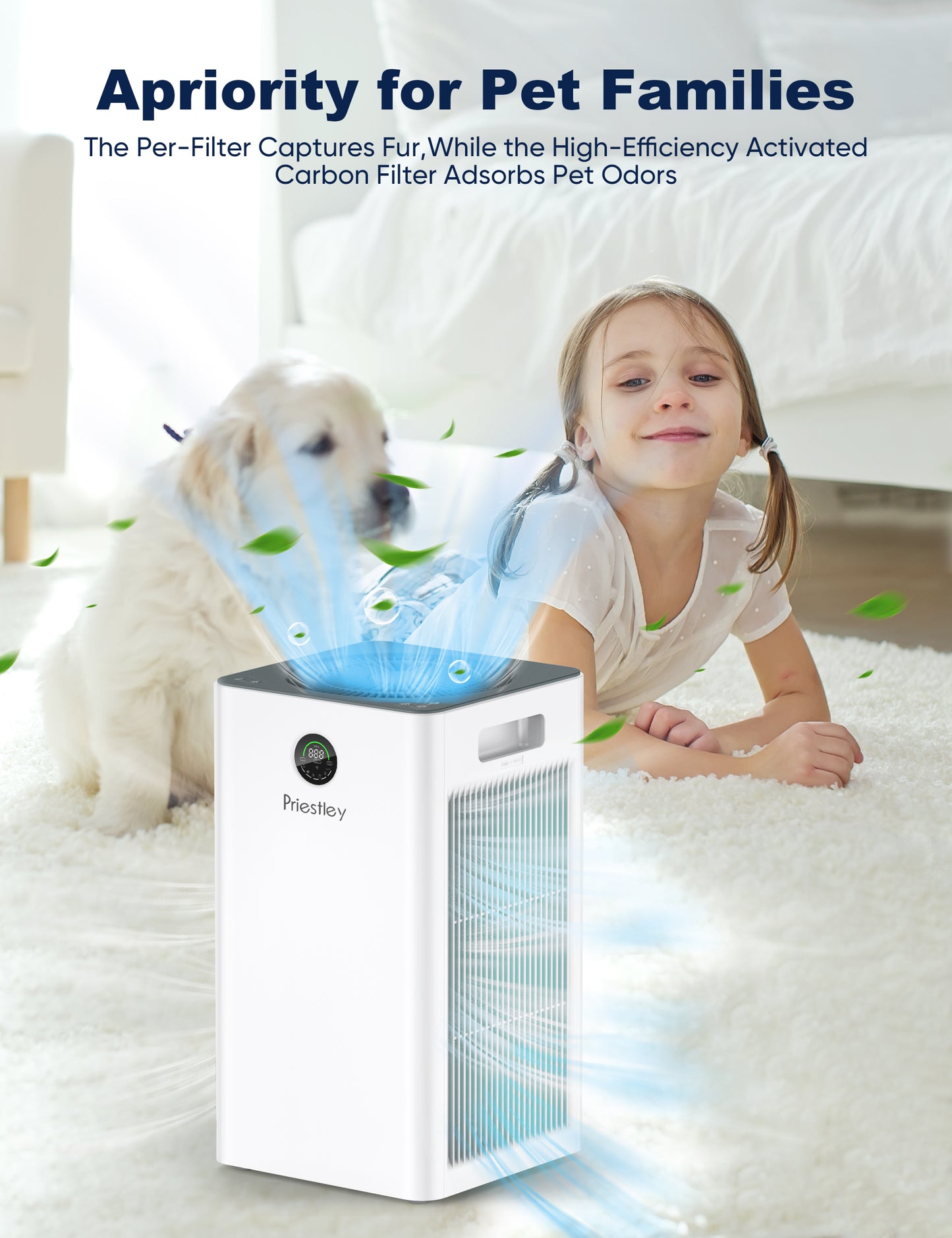 Air Purifiers P360, Air Purifier for Home, Large Room up to 1500 Ft², 3-Stage Filtration System, Removes 99.97% of Particles, H13 True HEPA Filter, Smoke, Allergies and pets, Timer, Sleeping much better